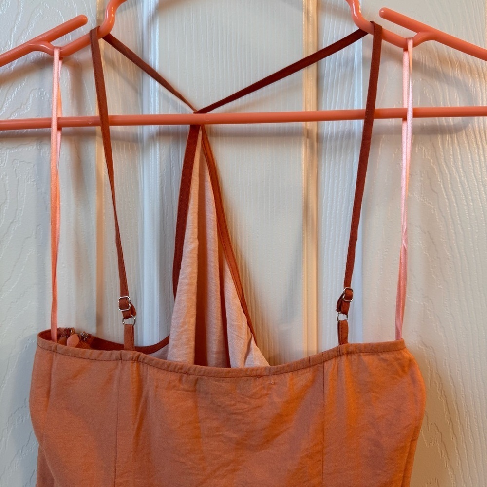 NWT Madewell One-Shoulder Midi Slit Dress size 00 Orange NP094 - Picture 13 of 16